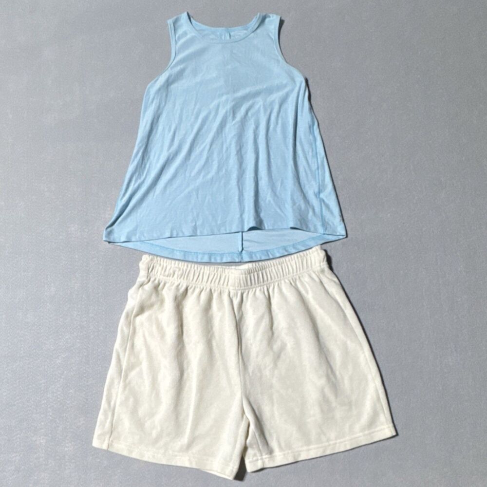 All In Motion Light Blue Tank & Buffalo David Bitton White Shorts Set Women M